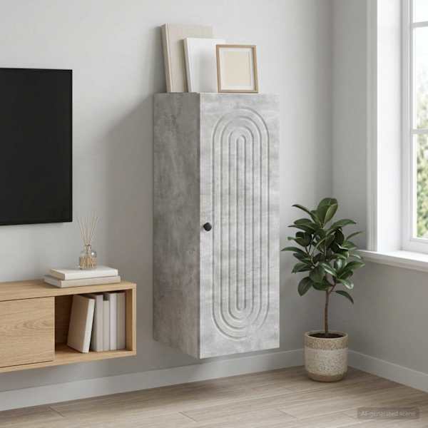 Seinale kinnitatav kapp Betoonhall 33 × 34,5 × 90 cm Tehispuit