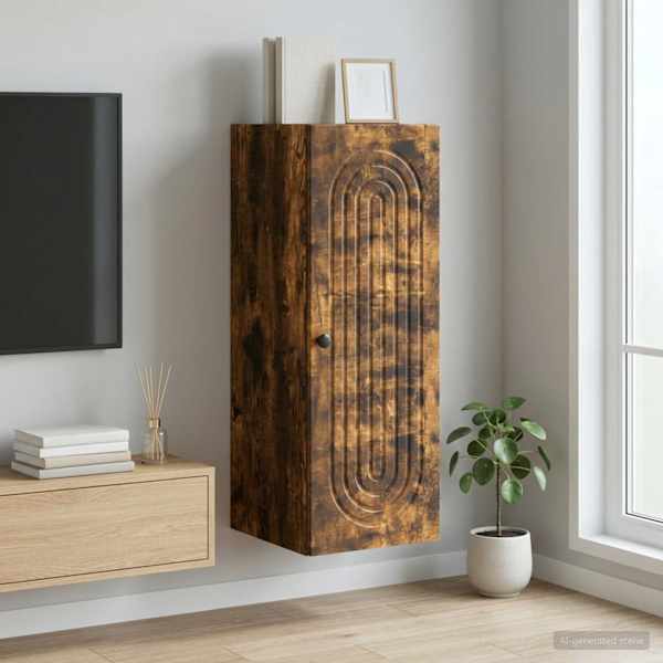 Seinale kinnitatav kapp Suitsutatud tamm 33 × 34,5 × 90 cm