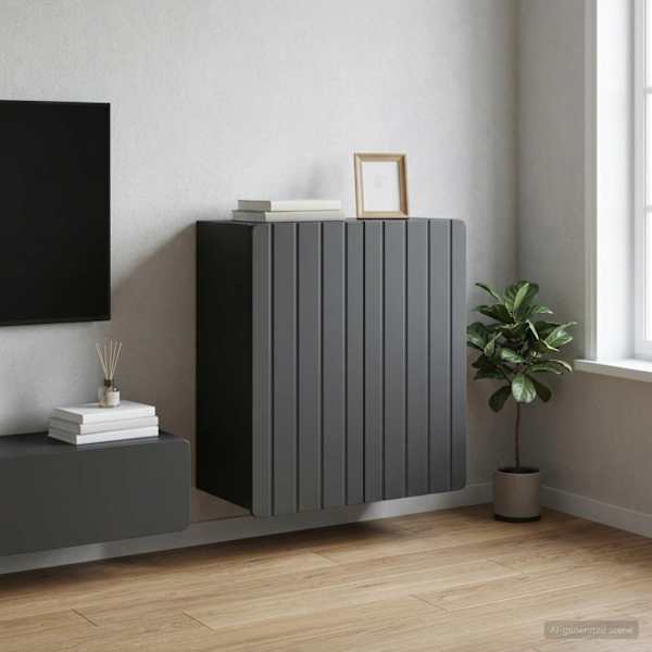 Seinale kinnitatav kapp Must 59 × 31 × 64 cm Tehispuit