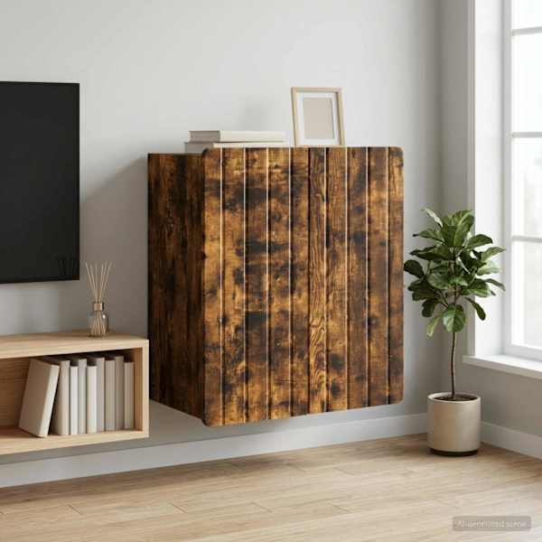 Seinale kinnitatav kapp Suitsutatud tamm 59 × 31 × 64 cm