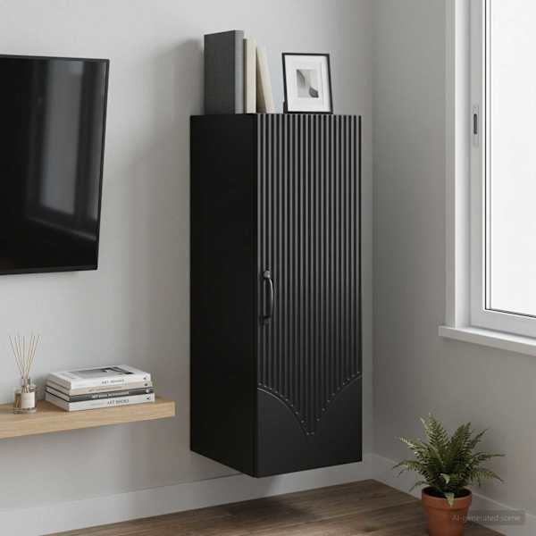 Seinale kinnitatav kapp 33 × 34,5 × 90 cm Tehispuit Must