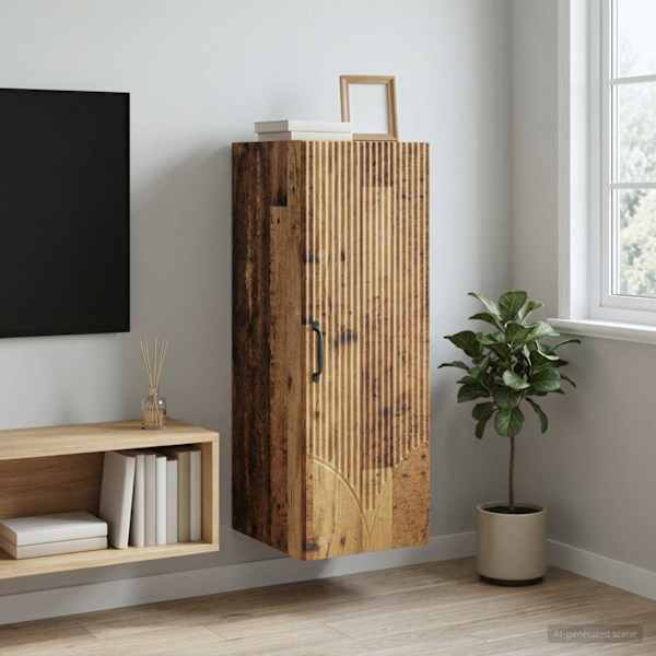 Seinale kinnitatav kapp 33 × 34,5 × 90 cm Tehispuit Vana puit