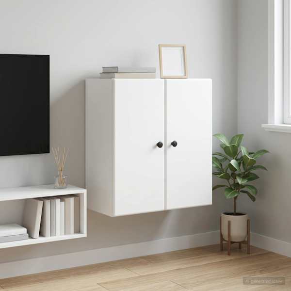 Seinale kinnitatav kapp Valge 59 × 31 × 60 cm Tehispuit