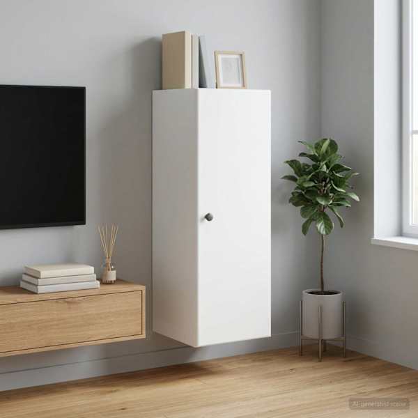 Seinale kinnitatav kapp Valge 33 × 34,5 × 90 cm Tehispuit