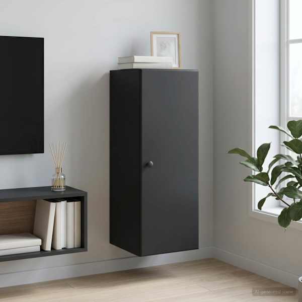 Seinale kinnitatav kapp 33 × 34,5 × 90 cm Tehispuit Must