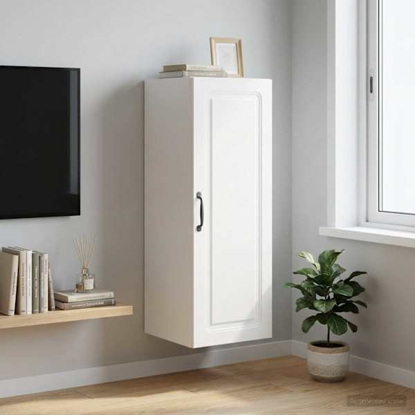Seinale kinnitatav kapp 33 × 34,5 × 90 cm Tehispuit Valge