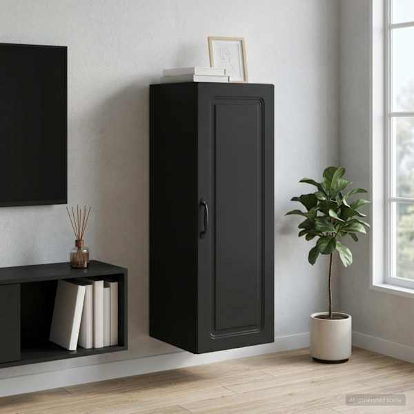 Seinale kinnitatav kapp 33 × 34,5 × 90 cm Tehispuit Must
