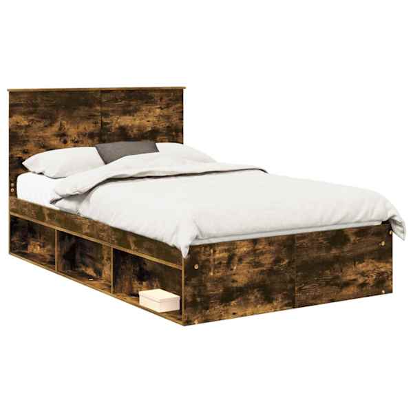 Panipaigaga voodiraam, suitsutatud tamm, 135 × 190 cm, tehispuit — mudel 3409367