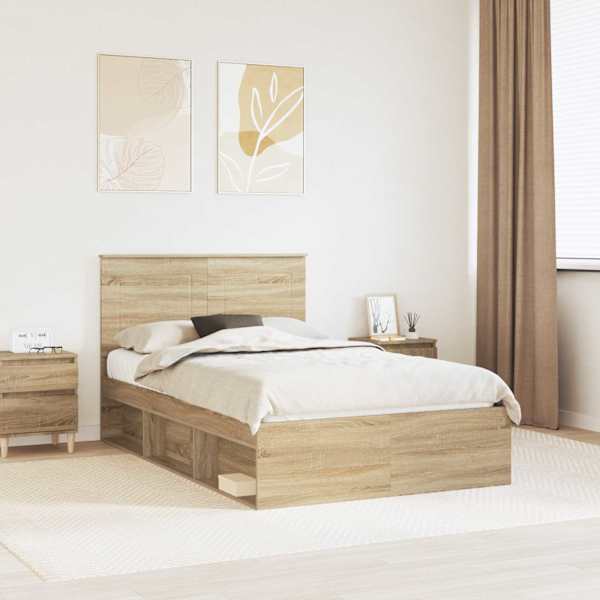 Voodiraam peatsiga, sonoma, 120 × 200 cm, männipuit — mudel 3409383