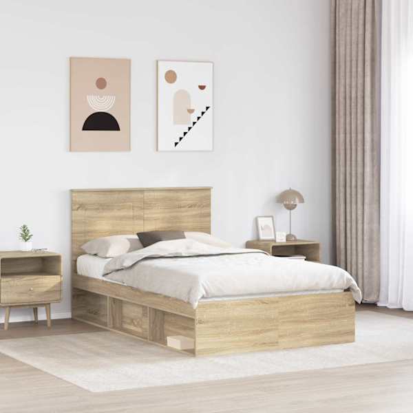 Voodiraam peatsiga, sonoma, 120 × 200 cm, männipuit — mudel 3409383
