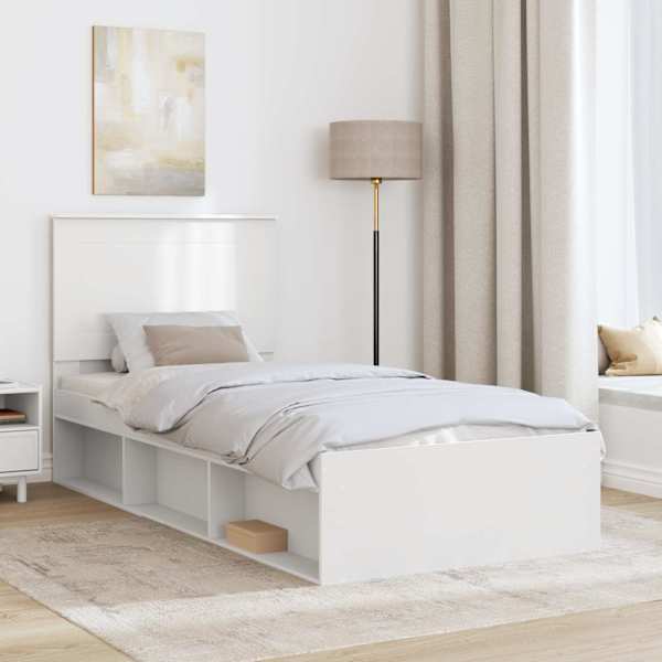 Voodiraam peatsiga, valge, 75 × 190 cm, männipuit — mudel 3409417