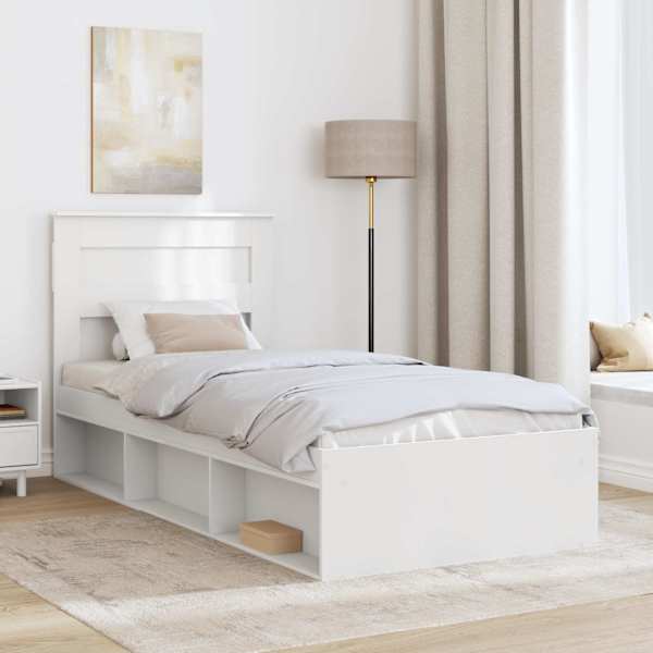 Voodiraam peatsiga, valge, 75 × 190 cm, männipuit — mudel 3409815