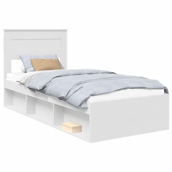 Voodiraam peatsiga, valge, 75 × 190 cm, männipuit — mudel 3409815