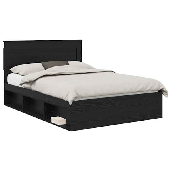 Panipaigaga voodiraam peatsiga, must tamm, 140 × 190 cm, tehispuit — mudel 3410081