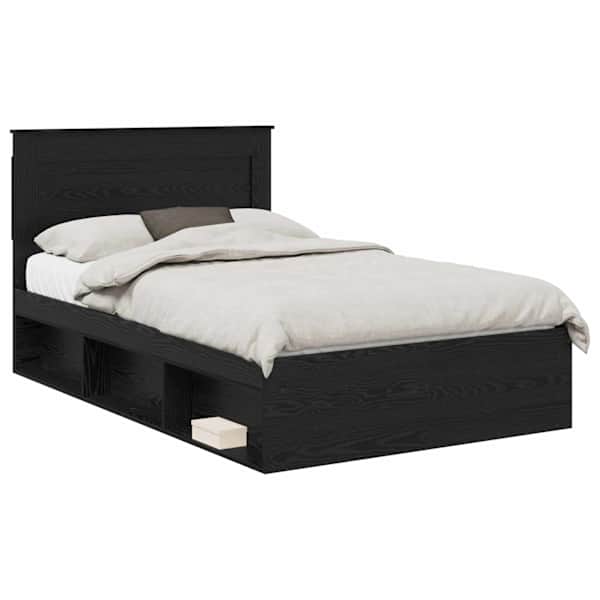 Panipaigaga voodiraam peatsiga, must tamm, 120 × 190 cm, tehispuit — mudel 3410105