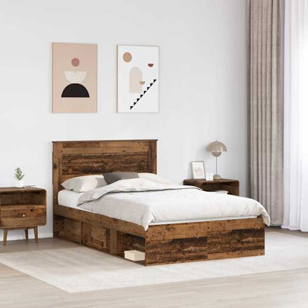 Voodiraam peatsiga, vana puit, 120 × 190 cm, männipuit — mudel 3410110