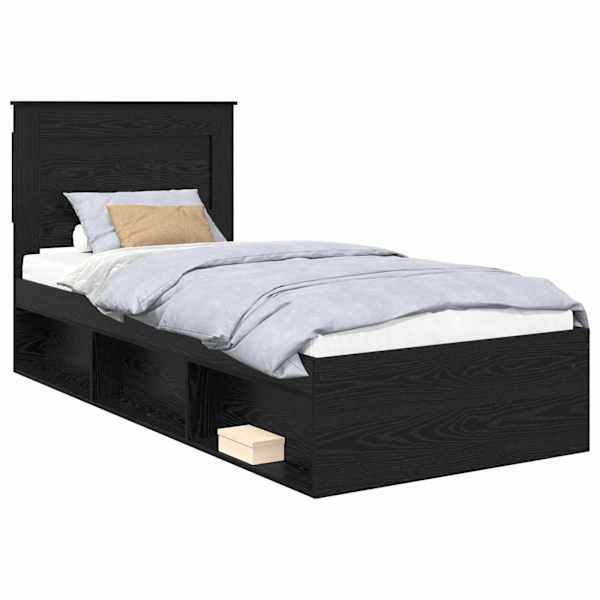 Panipaigaga voodiraam peatsiga, must tamm, 90 × 200 cm, tehispuit — mudel 3410137