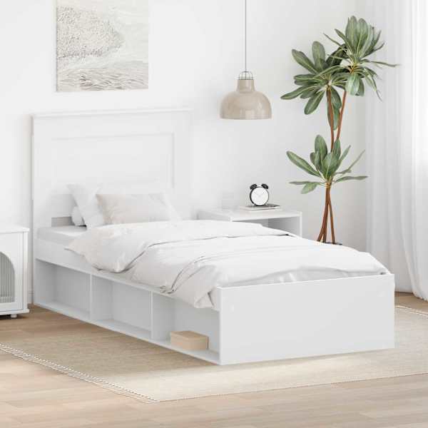 Voodiraam peatsiga, valge, 75 × 190 cm, männipuit — mudel 3410144