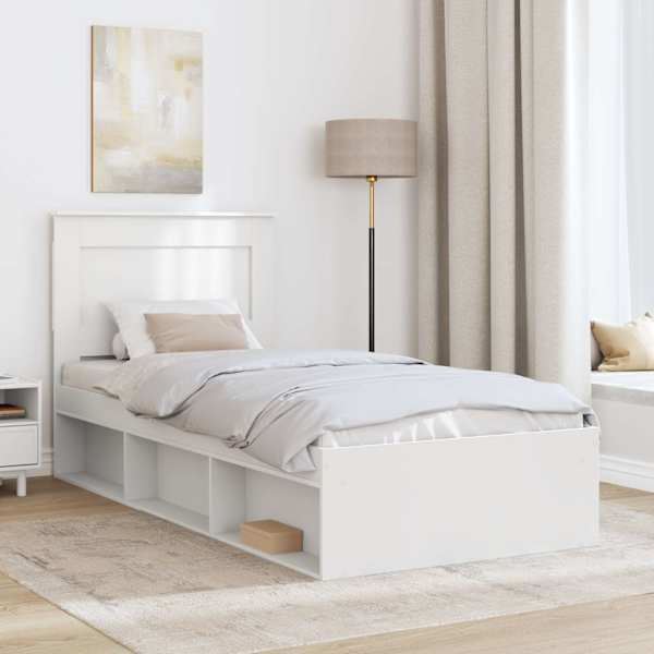 Voodiraam peatsiga, valge, 75 × 190 cm, männipuit — mudel 3410144