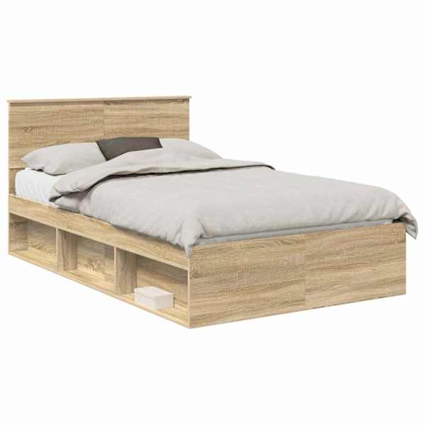 Voodiraam peatsiga, sonoma tamm, 120 × 190 cm, männipuit — mudel 3410629