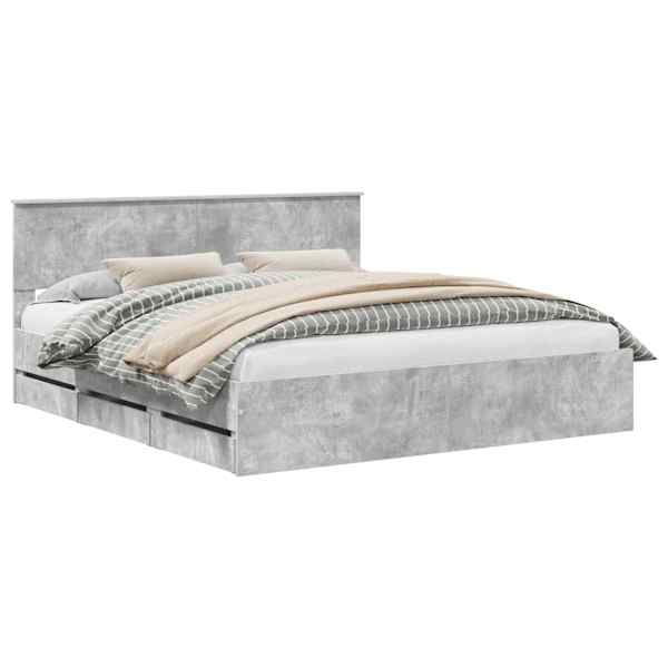 Sahtlitega voodiraam peatsiga, betoonhall, 180 × 200 cm — mudel 3410682