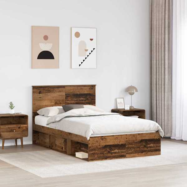 Voodiraam peatsiga, vana puit, 120 × 200 cm, männipuit — mudel 3411035