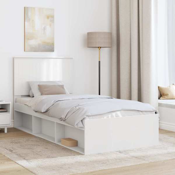 Voodiraam peatsiga, valge, 90 × 190 cm, männipuit — mudel 3411064