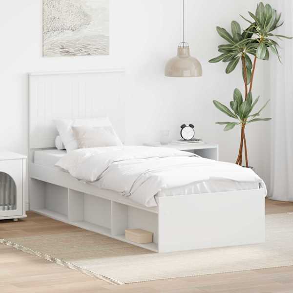 Voodiraam peatsiga, valge, 75 × 190 cm, männipuit — mudel 3411073