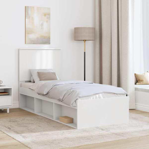 Voodiraam peatsiga, valge, 75 × 190 cm, männipuit — mudel 3411073
