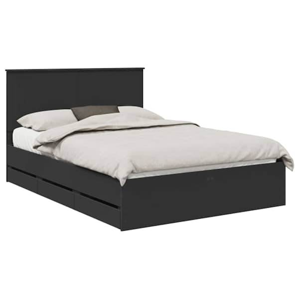 Sahtlitega voodiraam peatsiga, must, 140 × 190 cm — mudel 3411118