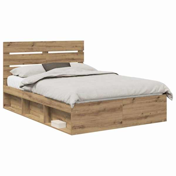 Voodiraam peatsiga, Artisan tamm, 140 × 190 cm, männipuit — mudel 3411751
