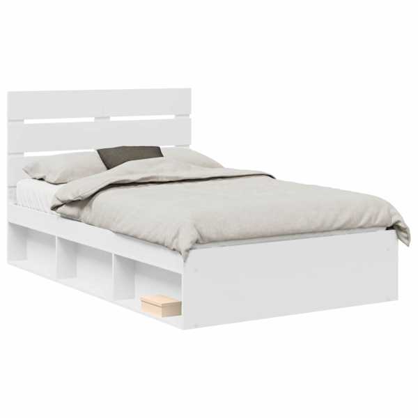 Voodiraam peatsiga, valge, 120 × 190 cm, männipuit — mudel 3411768