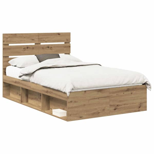 Voodiraam peatsiga, Artisan tamm, 120 × 190 cm, männipuit — mudel 3411775