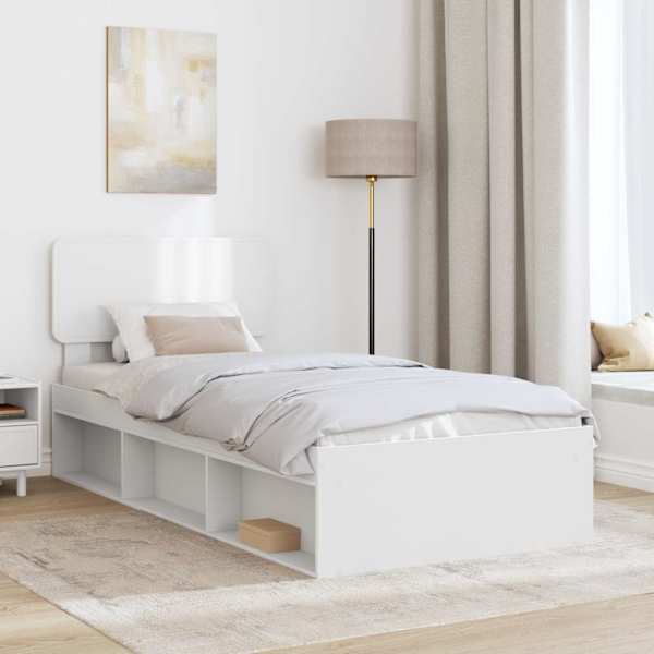 Voodiraam peatsiga, valge, 90 × 200 cm, männipuit — mudel 3412123