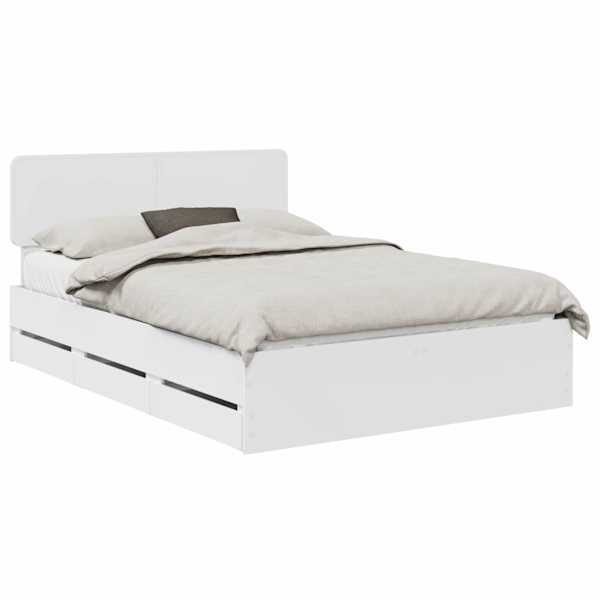Sahtlitega voodiraam peatsiga, valge, 160 × 200 cm — mudel 3412164