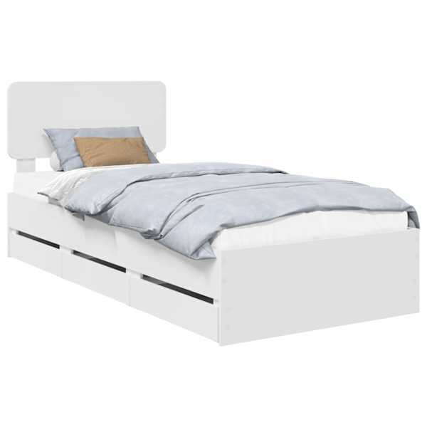 Sahtlitega voodiraam peatsiga, valge, 90 × 200 cm — mudel 3412220