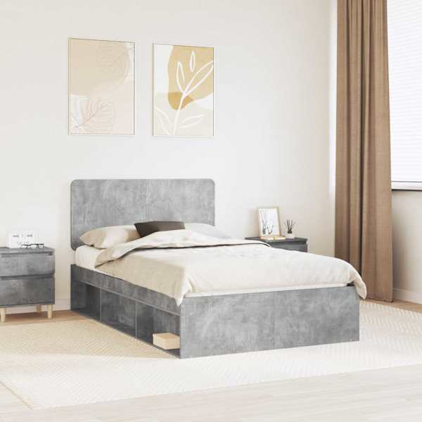 Voodiraam peatsiga, betoonhall, 120 × 200 cm, männipuit — mudel 3412509