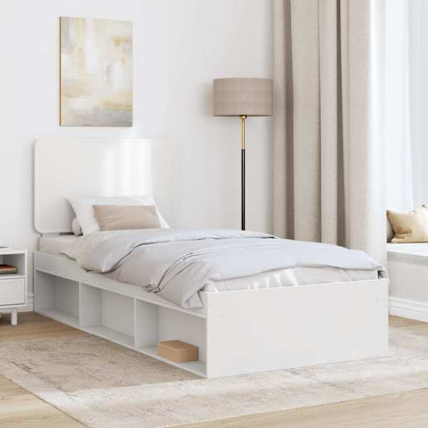 Voodiraam peatsiga, valge, 90 × 200 cm, männipuit — mudel 3412533