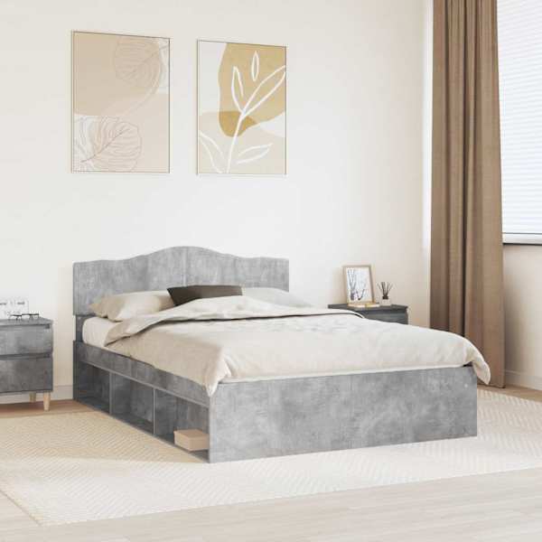 Voodiraam peatsiga, betoon, 140 × 200 cm, männipuit — mudel 3412892