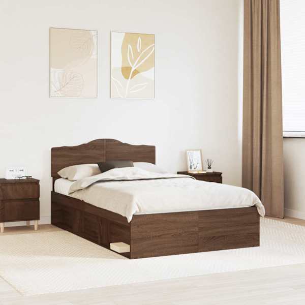 Voodiraam peatsiga, pruun tamm, 120 × 190 cm, männipuit — mudel 3412931