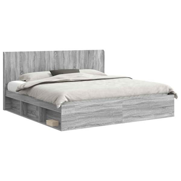 Panipaigaga voodiraam peatsiga, hall sonoma, 180 × 200 cm — mudel 3413826