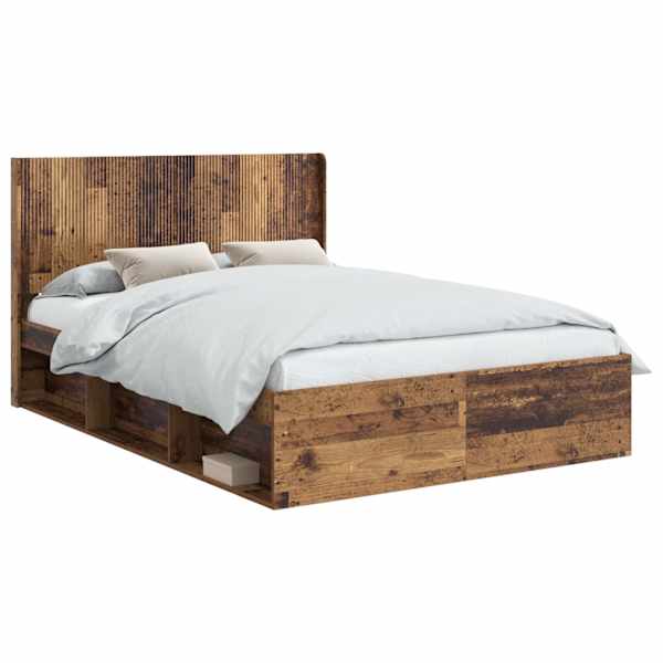 Panipaigaga voodiraam peatsiga, vana puit, 135 × 190 cm — mudel 3413867