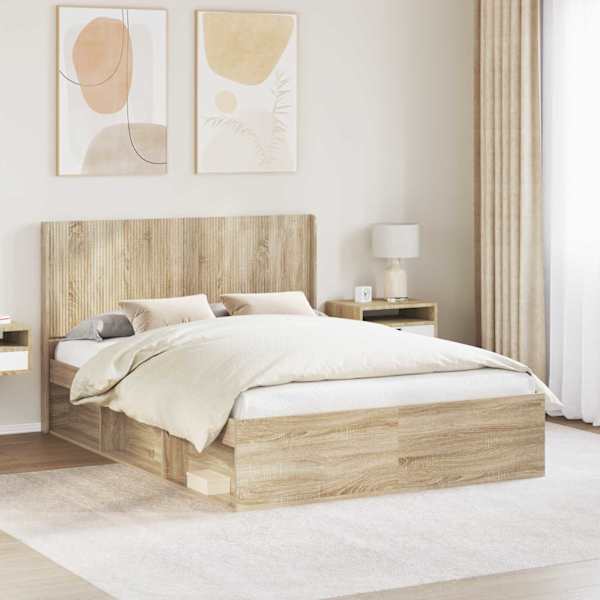 Panipaigaga voodiraam peatsiga, sonoma tamm, 120 × 190 cm — mudel 3413879