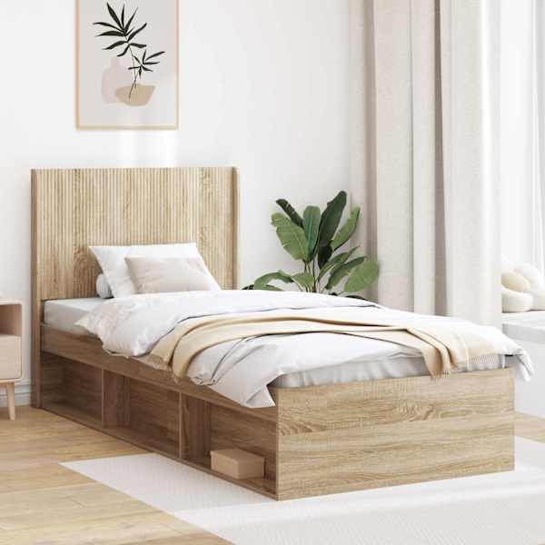 Panipaigaga voodiraam peatsiga, sonoma tamm, 75 × 190 cm — mudel 3413911