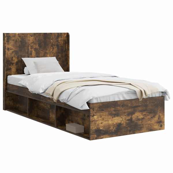 Panipaigaga voodiraam peatsiga, suitsutatud tamm, 75 × 190 cm — mudel 3413913