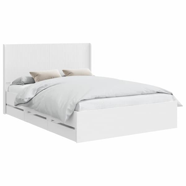 Sahtlitega voodiraam peatsiga, valge, 160 × 200 cm — mudel 3413929