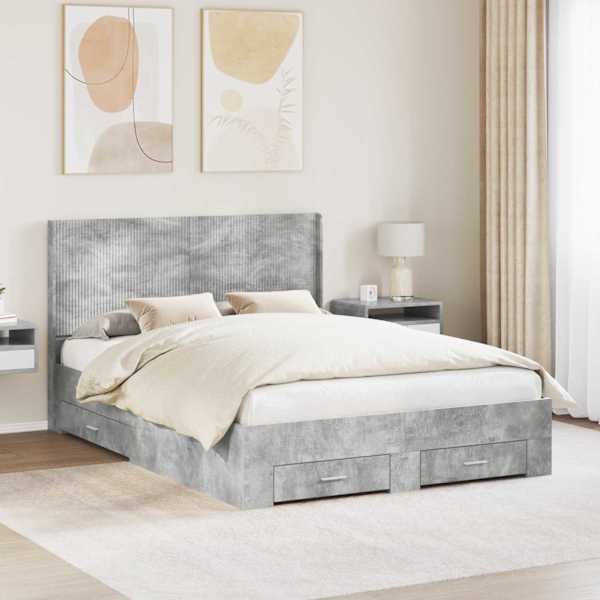 Panipaigaga voodiraam peatsiga, betoonhall, 140 × 190 cm — mudel 3414112