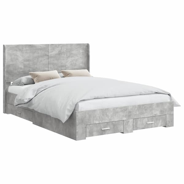 Panipaigaga voodiraam peatsiga, betoonhall, 135 × 190 cm, tehispuit — mudel 3414120