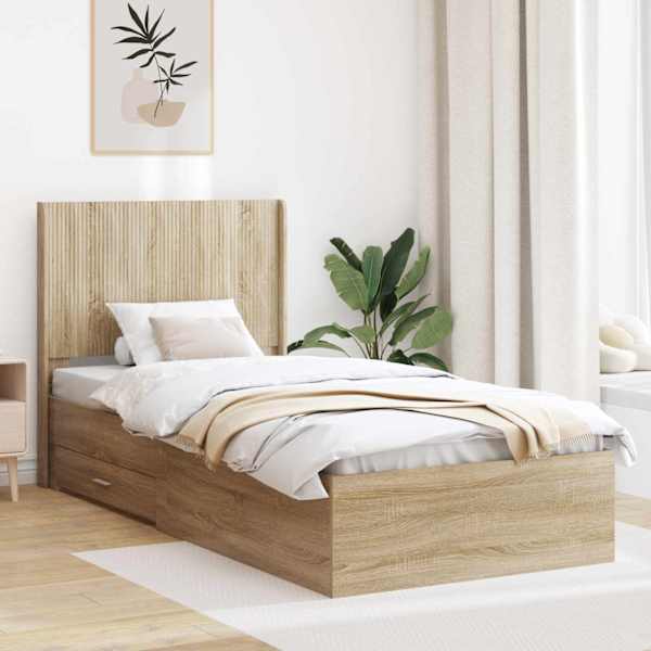 Panipaigaga voodiraam peatsiga, sonoma tamm, 100 × 200 cm — mudel 3414143