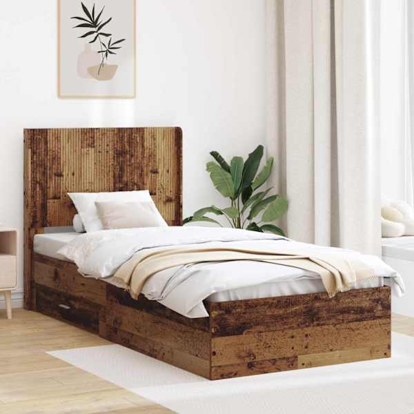 Panipaigaga voodiraam peatsiga, vana puit, 100 × 200 cm — mudel 3414147